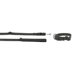 KERBL Set GoLeyGo, Sangle De Collier+laisse Avec Adaptateur 15mm X 29-45cm, 1cm X 1.4-2m,noir,M,max.60kg