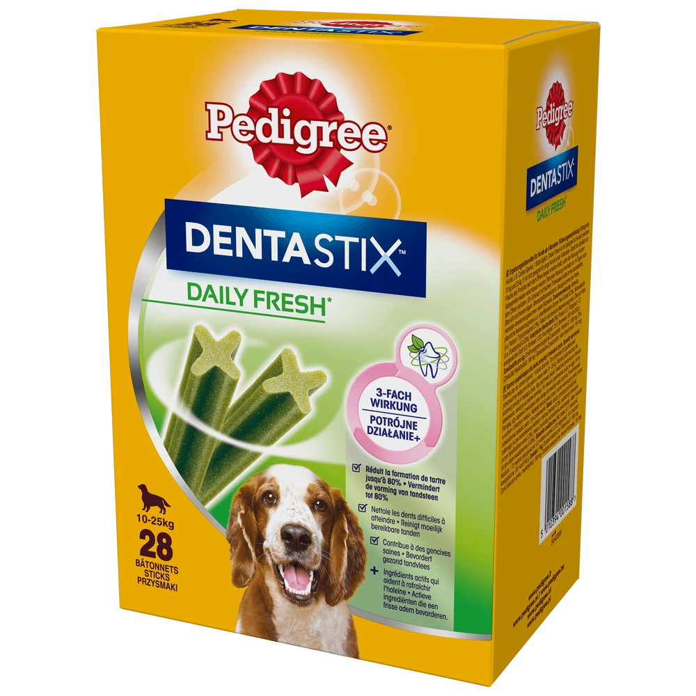 PEDIGREE® DentaStix™ Daily Fresh - Aliment Complémentaire Au Goût De Poulet, Pour Races De Taille Moyenne - 4x180g 1 PEDIGREE® DentaStix™ Daily Fresh - Aliment Complémentaire Au Goût De Poulet, Pour Races De Taille Moyenne - 4x180g