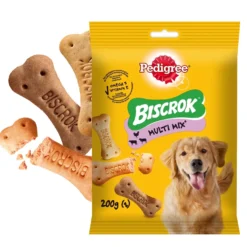 Pedigree Biscrok Biscuits Pour Chiens Adultes Sous Forme De Petits Os Avec De L'agneau, Du Poulet Et Du Bœuf 200g